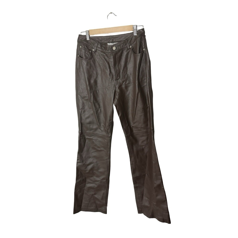 Newport News Jeanology‎ Women's 8T Tall 100% Leather Pants Lined Brown